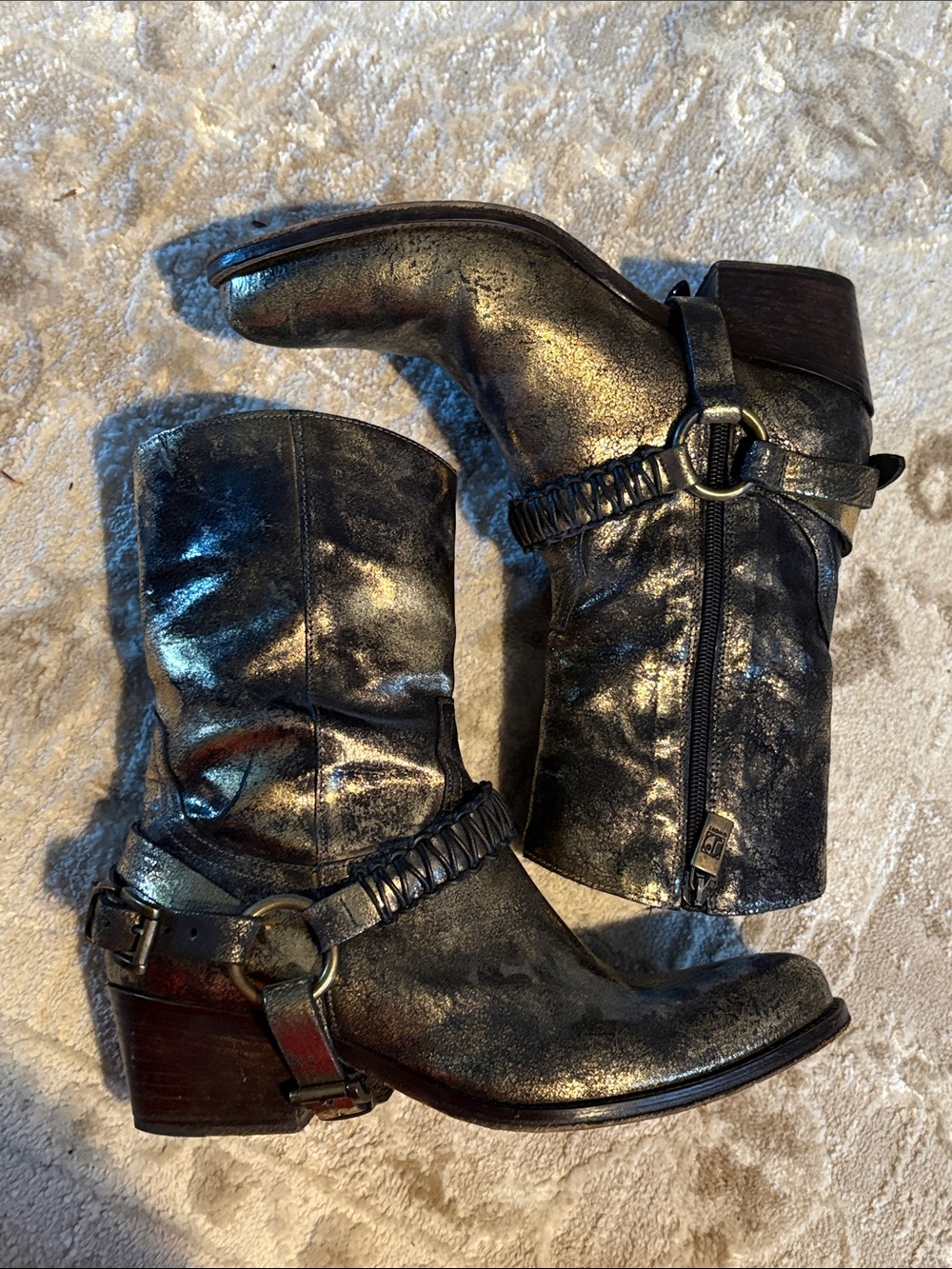 Jo Ghost Gold metallic boots women’s 7.5